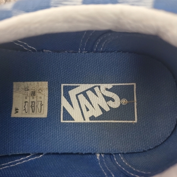 VANS Old Skool Checkerboard Blue/White Sneakers Sz 3 - Picture 7 of 8